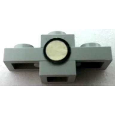 light gray stickered assembly 3 x 1 x 1 with white circle with black border headlight pattern sticker - set 673 - 1 plate 1 x 3 2 plate 1 x 1