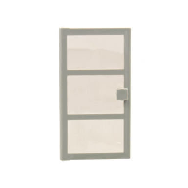 light gray door 1 x 4 x 6 with 3 panes and square handle with fixed trans-brown glass