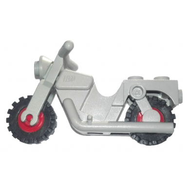 light gray motorcycle town with red wheels with black tires x81 3464c02