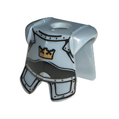 pearl light gray minifigure armor breastplate with leg protection with fantasy era crown pattern