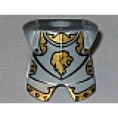 pearl light gray minifigure armor breastplate with leg protection with kingdoms lion head pattern