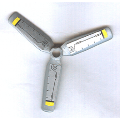 pearl light gray propeller 3 blade 9 diameter with yellow tips and black rods pattern stickers - sets 8631 8637