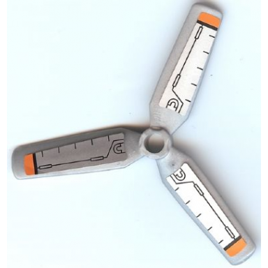 pearl light gray propeller 3 blade 9 diameter with orange tips and black rods pattern stickers - set 8968