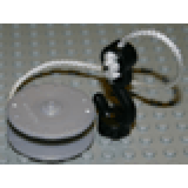 pearl light gray duplo winch drum narrow with white string and black thin hook fixed with stud holder