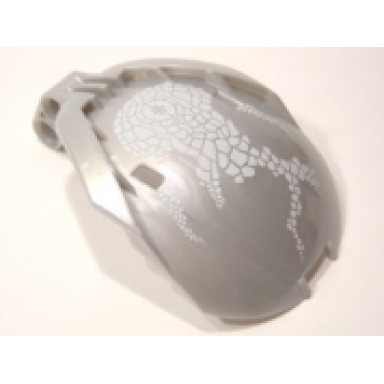 pearl light gray bionicle bohrok windscreen 4 x 5 x 7 with white scales and kohrak-kal logo pattern