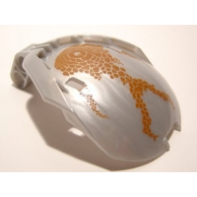 pearl light gray bionicle bohrok windscreen 4 x 5 x 7 with brown scales and pahrak-kal logo pattern