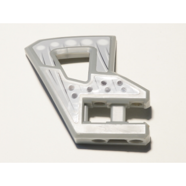 pearl light gray technic panel rc car flexible bumper right with black and white lines white circles and holes pattern stickers - set 8369
