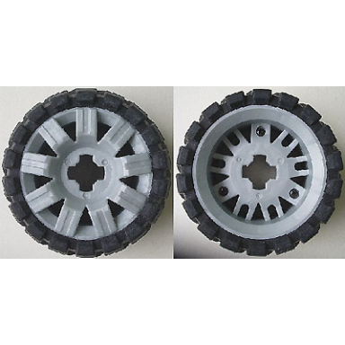 pearl light gray wheel 60 x 34 with black tire 81 x 40 balloon offset tread
