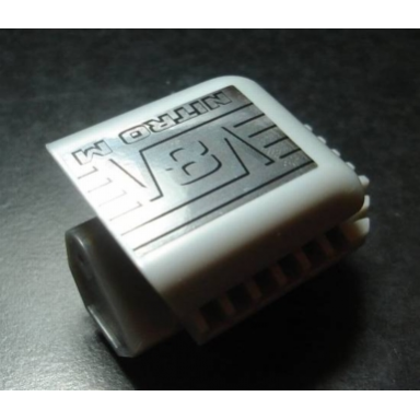 pearl light gray technic engine tuneable block with trapezoidal air scoop with chrome v8 nitro m pattern right sticker - set 8146