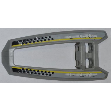 pearl light gray technic panel rc car panel flexible middle with yellow lines holes and lights pattern stickers - set 8369-1