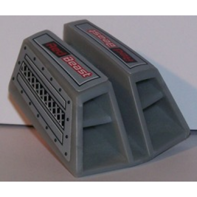 pearl light gray technic engine air scoop double rc car with side vents and red beast pattern stickers - set 8378
