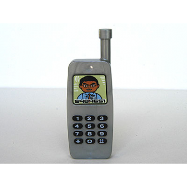 pearl light gray duplo utensil telephone mobile with keypad with numbers and display of man pattern