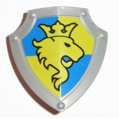 pearl light gray duplo utensil shield angled triangle with yellow lion and crown pattern