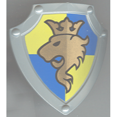 pearl light gray duplo utensil shield angled triangle with gold lion and crown pattern