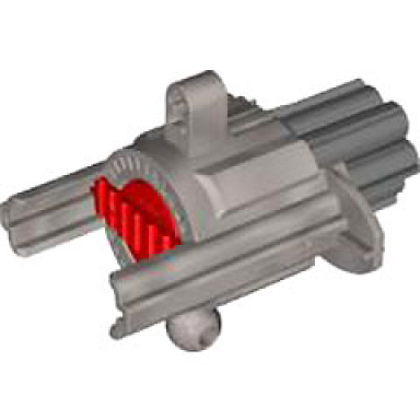 pearl light gray projectile launcher bionicle weapon cordak blaster with red plunger and dark bluish gray barrel