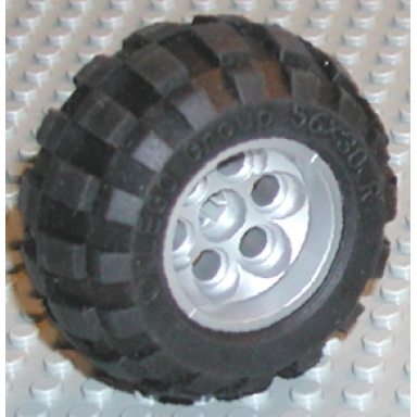 pearl light gray wheel 36.8mm d x 26mm vr with axle hole with black tire 56 x 30 r balloon 6595 32180