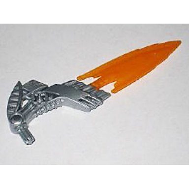 pearl light gray hero factory weapon fire shooter with molded flexible rubber orange blade pattern