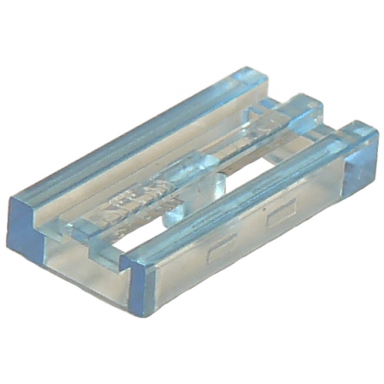 trans-medium blue tile modified 1 x 2 grille with bottom groove