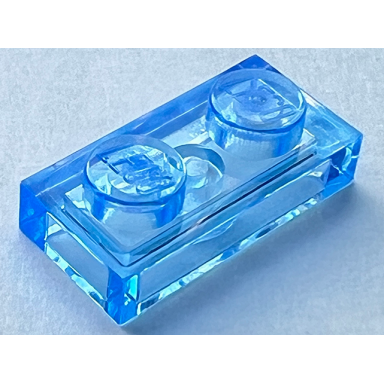 trans-medium blue plate 1 x 2
