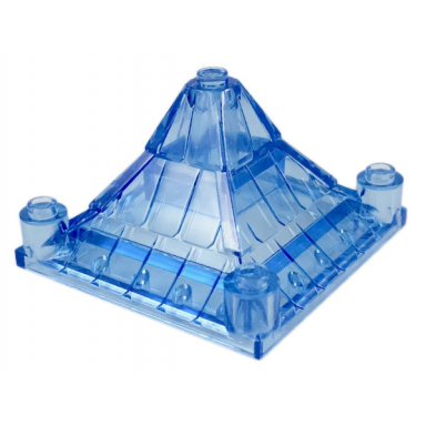 trans-medium blue roof piece 6 x 6 x 3 peaked