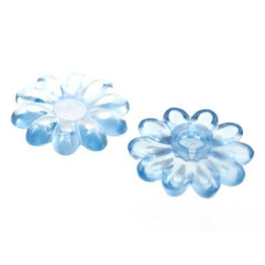 trans-medium blue clikits icon flower 10 petals 2 x 2 large with pin polished with silver center and petal highlights pattern