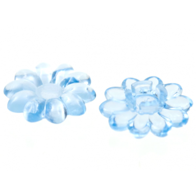 trans-medium blue clikits icon flower 10 petals 2 x 2 small with pin polished transparent colors only
