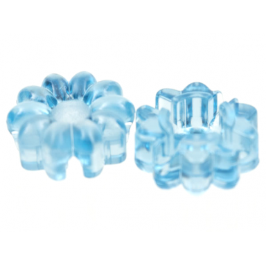 trans-medium blue clikits icon flower 10 petals 2 x 2 small with hole polished transparent colors only