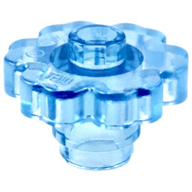 trans-medium blue plant flower 2 x 2 rounded - open stud