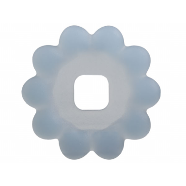 trans-medium blue clikits icon accent plastic flower 10 petals 3 5 8 x 3 5 8 with raised border