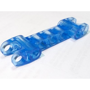 trans-medium blue technic axle and pin connector 2 x 7 with 2 ball joint sockets rounded ends