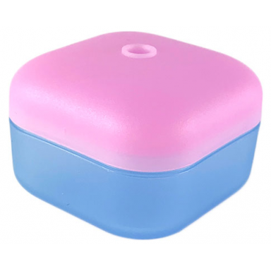 trans-medium blue clikits container square box with hole with trans-pink lid 51462 51285