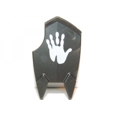 minifigure shield broad spiked bottom and cutout corner uruk-hai shield with white handprint pattern