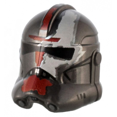 pearl dark gray minifigure headgear helmet sw clone trooper phase 2 with dark red and white worn paint markings pattern hunter