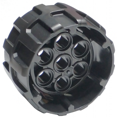 pearl dark gray wheel hard plastic treaded with 7 pin holes and inner ring 37mm d x 22mm