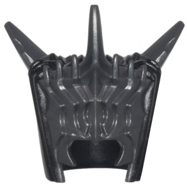 pearl dark gray minifigure headgear helmet spiked short spikes and wide opening with black hood pattern - flexible rubber