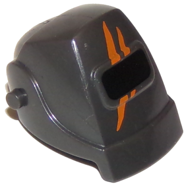 pearl dark gray minifigure headgear helmet welding with orange claw marks pattern