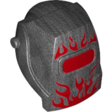 pearl dark gray minifigure headgear helmet welding with red flames and visor pattern