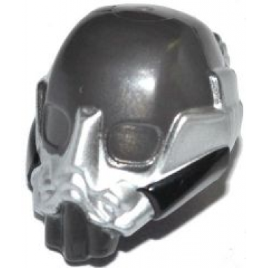 pearl dark gray minifigure headgear helmet space with breathing mask and black and silver markings pattern