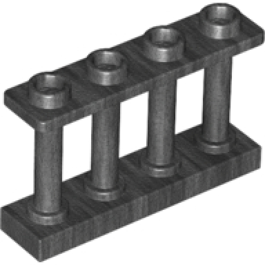 pearl dark gray fence 1 x 4 x 2 spindled with 4 studs