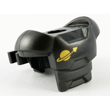 pearl dark gray minifigure armor space with shoulder protection and 2 clips with gold classic space logo pattern
