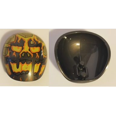 pearl dark gray large figure armor round smooth with molten man face pattern