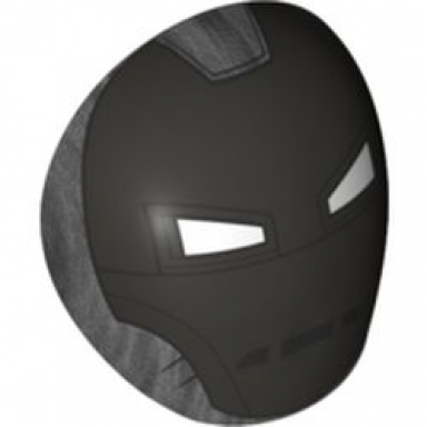 pearl dark gray large figure armor round smooth with silver iron man helmet pattern