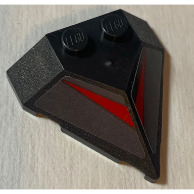 pearl dark gray wedge 4 x 4 pointed with red streak pattern on both sides stickers - set 70613