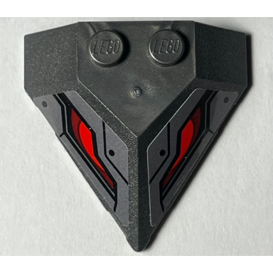 wedge 4 x 4 pointed with red eyes dark bluish gray armor plates and rivets pattern on both sides stickers - set 76117