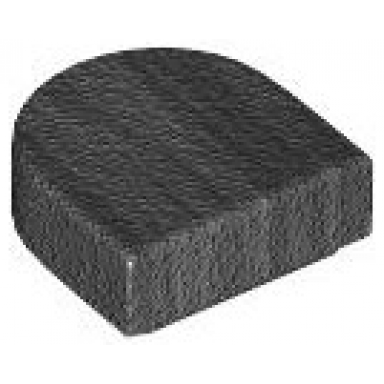 pearl dark gray tile round 1 x 1 half circle extended