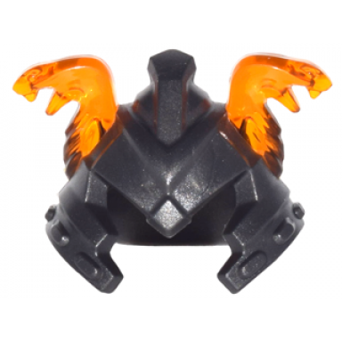 pearl dark gray minifigure headgear helmet ninjago with cheek protection and molded trans-orange snake heads pattern