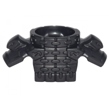 pearl dark gray minifigure armor breastplate with round collar chain mail shoulder pads with snake heads and 1 stud on back