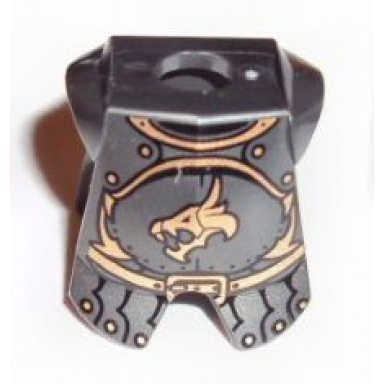 pearl dark gray minifigure armor breastplate with leg protection with kingdoms dragon head and belt pattern