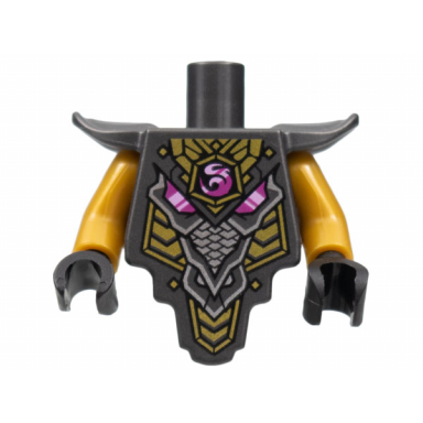 torso modified short with smooth armor breastplate with shoulder pads and magenta crystal gold and silver trim pattern pearl gold arms black hands