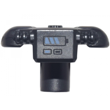 pearl dark gray minifigure scuba tank with shoulder pads and front panel with blue battery life indicator pattern